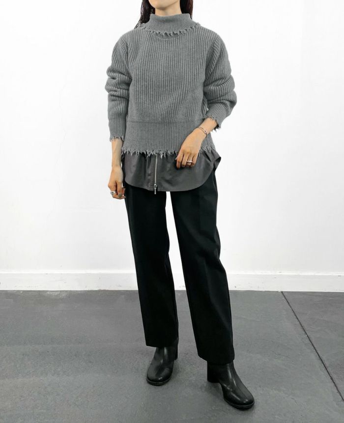 2WAYジップダメージニット(3色)