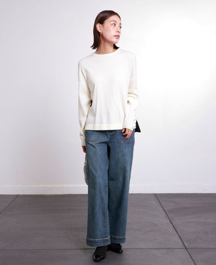 TRECODE トレコードのふんわりバックデザインが大人かわいいふんわりバックチュールニット