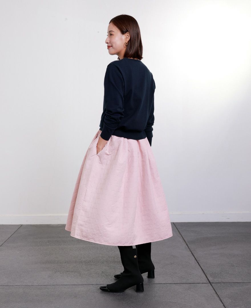 TRECODE トレコードのふんわりAラインが大人かわいい神戸・山の手スカート　キルティング調の千鳥格子柄