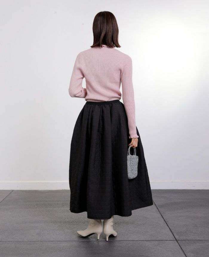 TRECODE トレコードのふんわりAラインが大人かわいい神戸・山の手スカート　キルティング調の千鳥格子柄