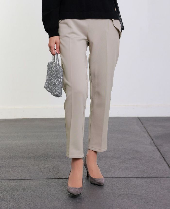 TRECODE トレコード 裏起毛であったか着心地ラクちん大人可愛いポケットフリルパンツ