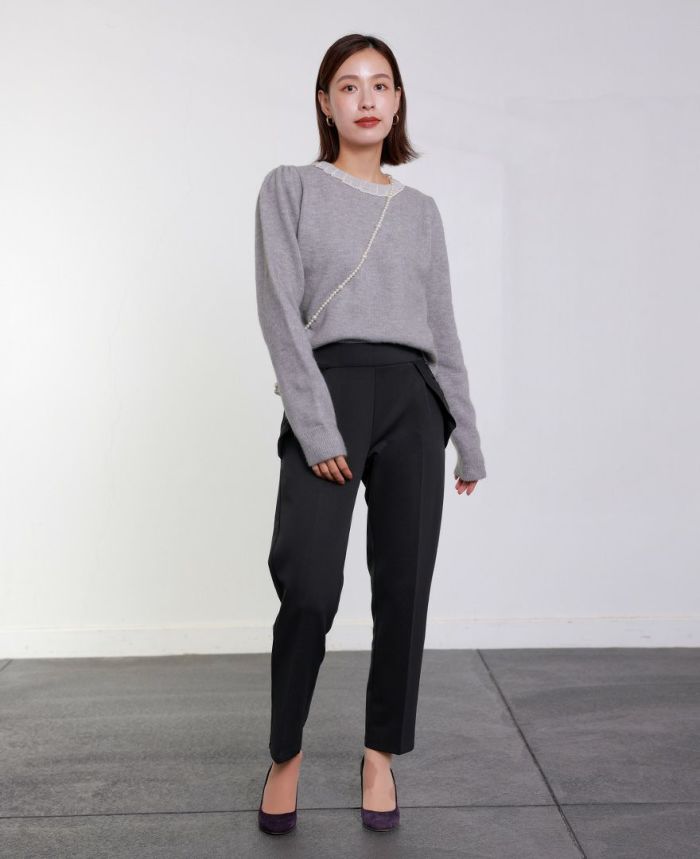 TRECODE トレコード 裏起毛であったか着心地ラクちん大人可愛いポケットフリルパンツ