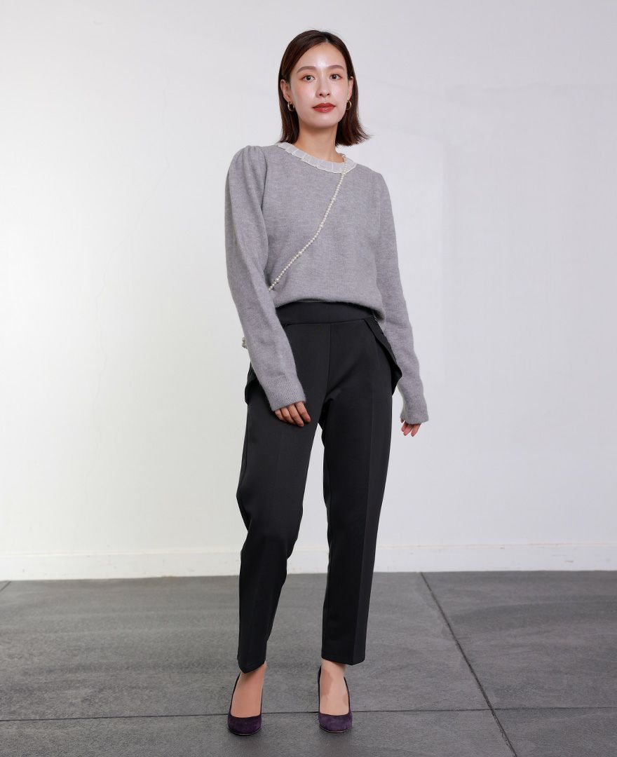 TRECODE トレコード 裏起毛であったか着心地ラクちん大人可愛いポケットフリルパンツ