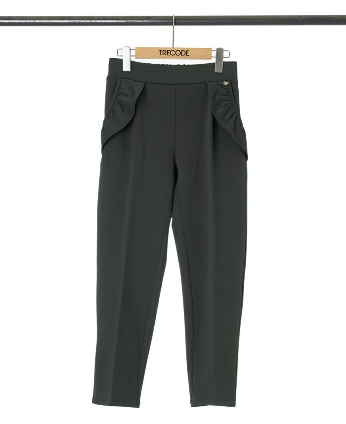 TRECODE トレコード 裏起毛であったか着心地ラクちん大人可愛い神戸・山の手ポケットフリルパンツ