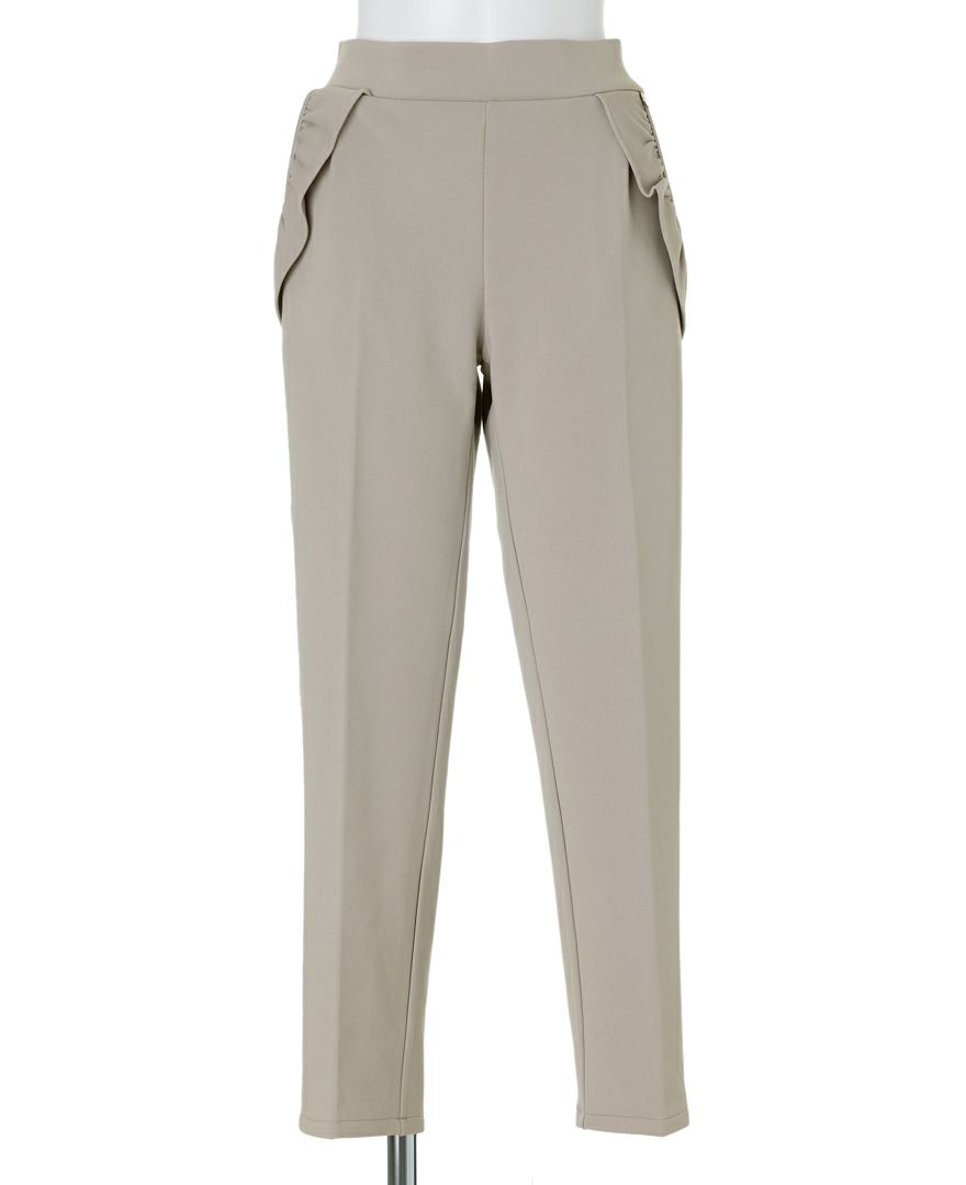 TRECODE トレコード 裏起毛であったか着心地ラクちん大人可愛い神戸・山の手ポケットフリルパンツ