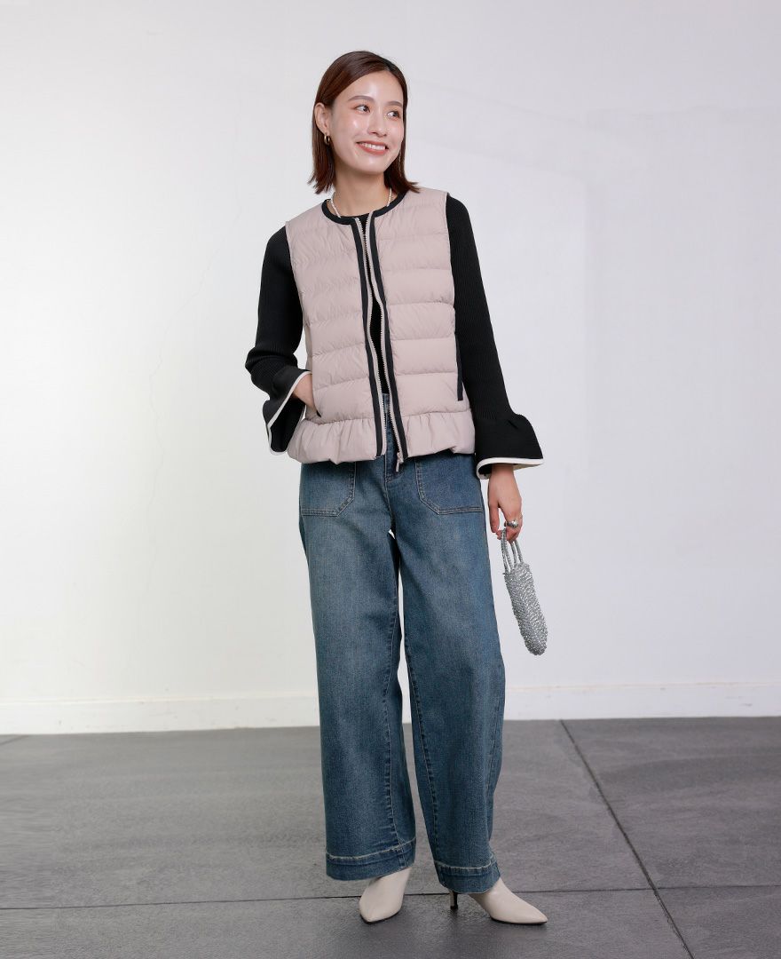 TRECODE トレコード ベストにもライナーにも使えるあったか大人可愛いペプラムライトベスト