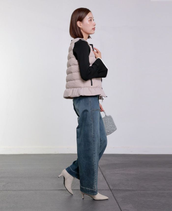 TRECODE トレコード ベストにもライナーにも使えるあったか大人可愛いペプラムライトベスト