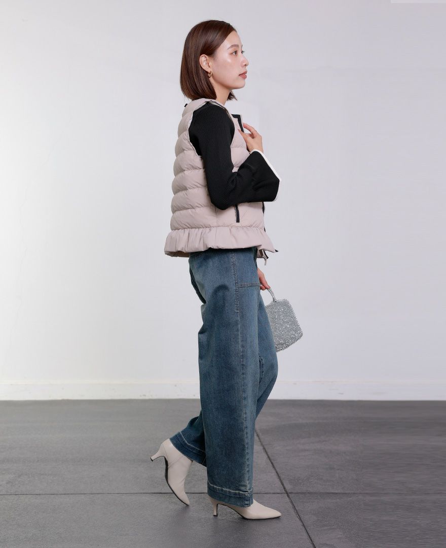 TRECODE トレコード ベストにもライナーにも使えるあったか大人可愛いペプラムライトベスト