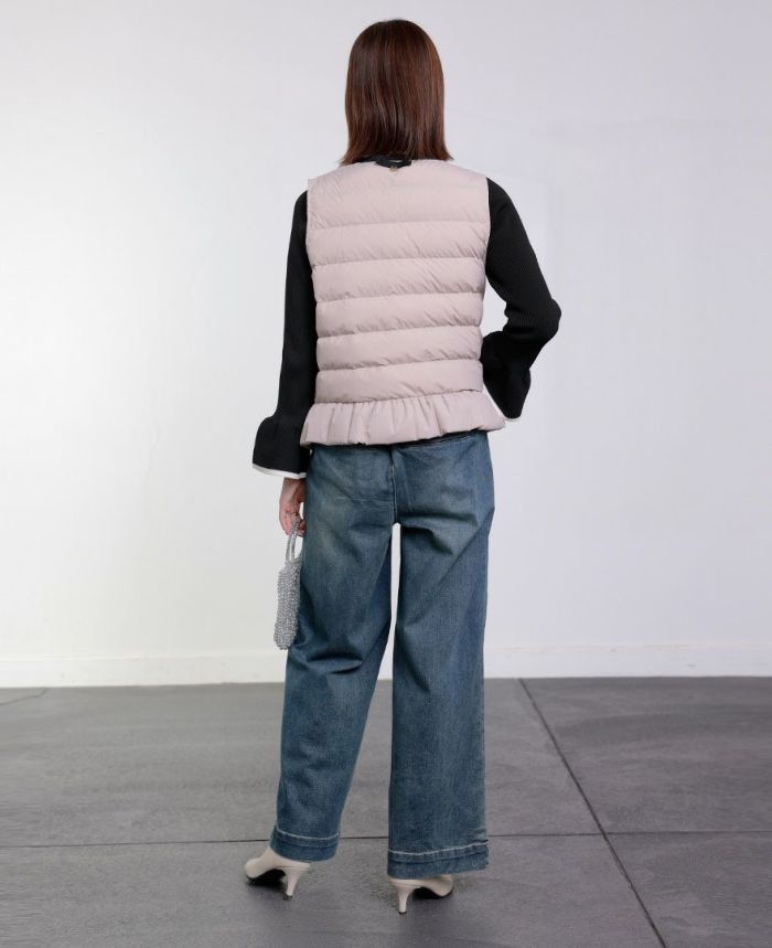 TRECODE トレコード ベストにもライナーにも使えるあったか大人可愛いペプラムライトベスト