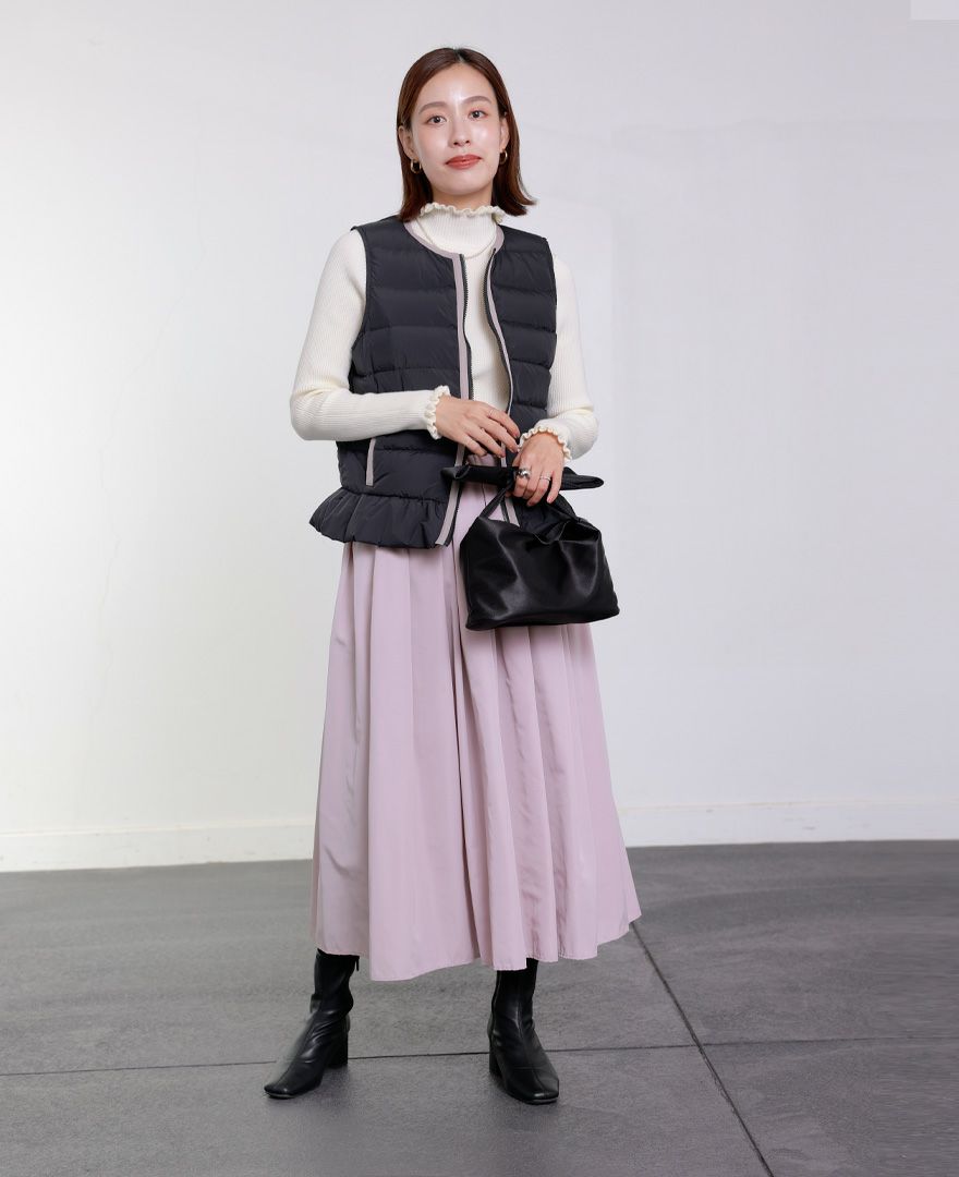 TRECODE トレコード ベストにもライナーにも使えるあったか大人可愛いペプラムライトベスト