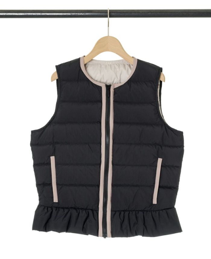 TRECODE トレコード ベストにもライナーにも使えるあったか大人可愛いペプラムライトベスト