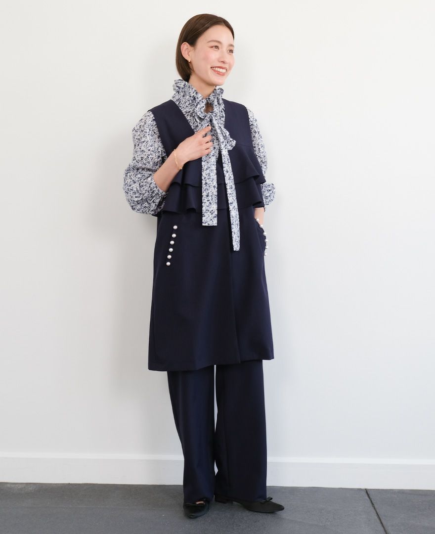 未使用TRECODE トレコード ポケットパールフリルジレ ブラック ポケットパールフリルジレ / TRECODE公式通販 「大人可愛いラクちん