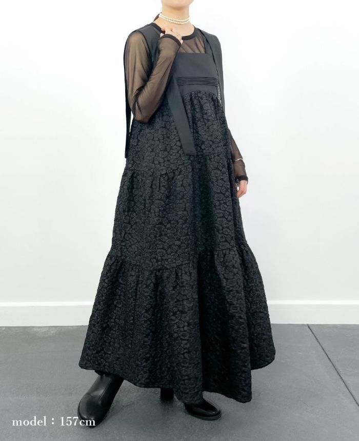 雲のような柄のティアードワンピース/cloudy cloudsの着用イメージ