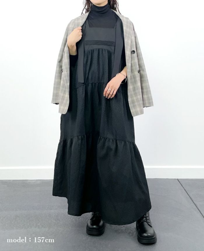 ティアードワンピース/ripplesにジャケットを着用イメージ