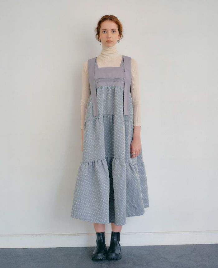 ティアードワンピース/water dropとハイネックニットの着用イメージ