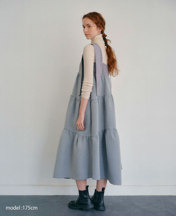 ティアードワンピース/water dropとハイネックニットの着用イメージ