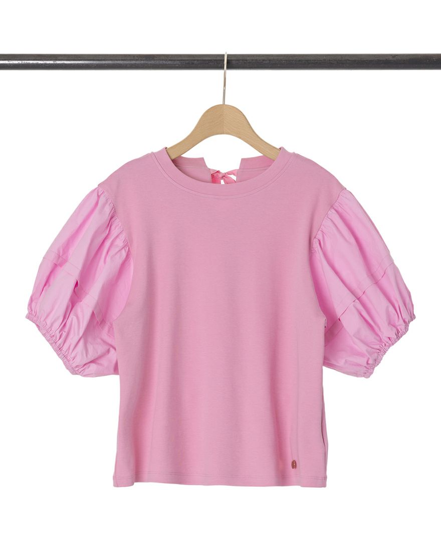 バルーン袖Tシャツピンクの詳細画像