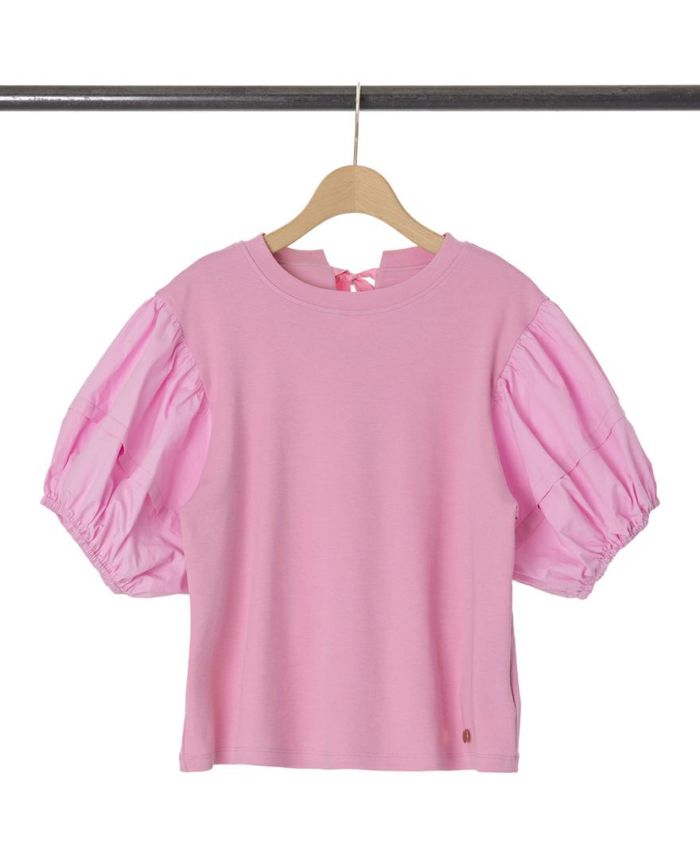 バルーン袖Tシャツピンクの詳細画像