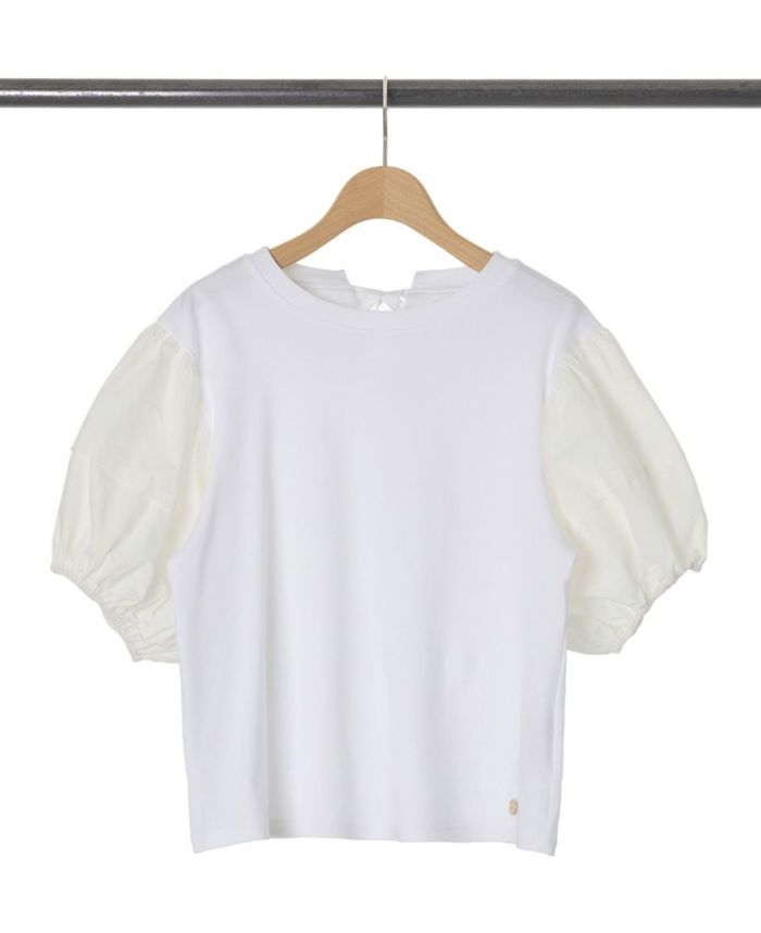 バルーン袖Tシャツホワイトの詳細画像