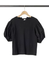 バルーン袖Tシャツブラックの詳細画像