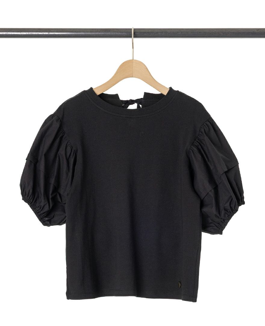 バルーン袖Tシャツブラックの詳細画像