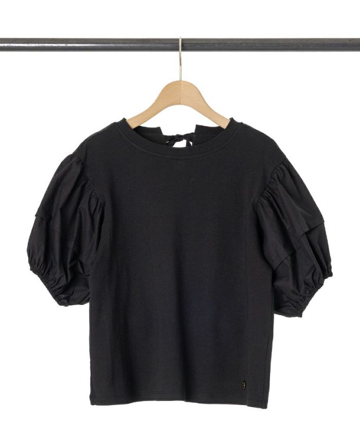 バルーン袖Tシャツブラックの詳細画像