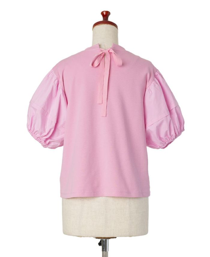 バルーン袖Tシャツピンクの後ろ身頃詳細画像