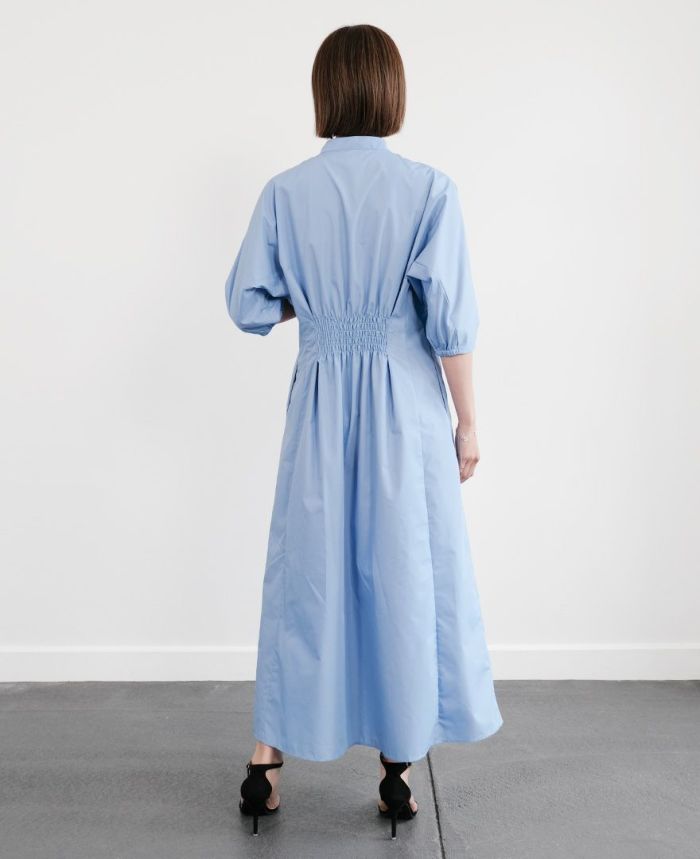 シャツワンピースブルーの着用画像