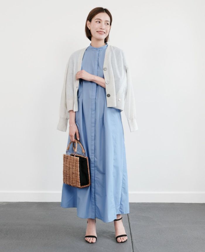 シャツワンピースブルーの着用画像