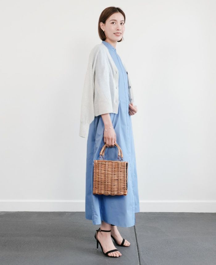 シャツワンピースブルーの着用画像