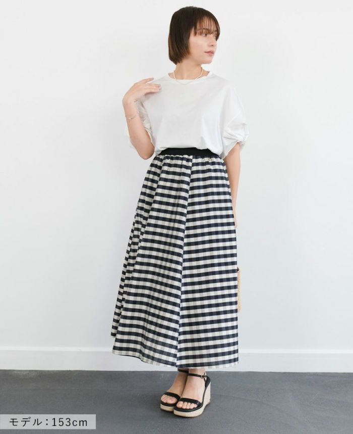 ねじり袖Tシャツホワイトの着用画像