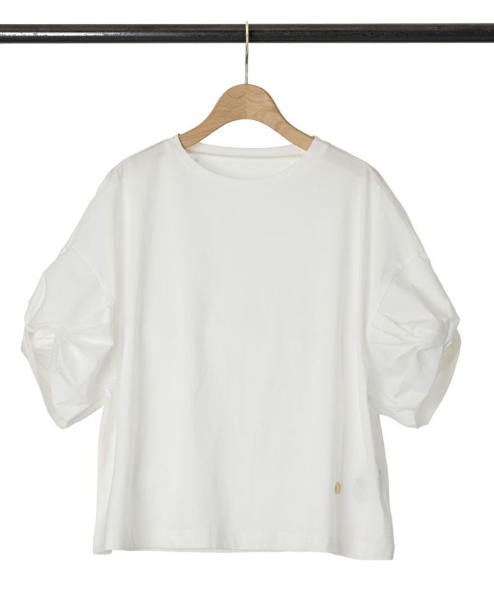 ねじり袖Tシャツホワイトの詳細画像