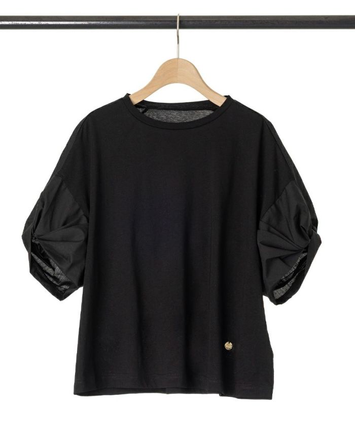 ねじり袖Tシャツブラックの詳細画像