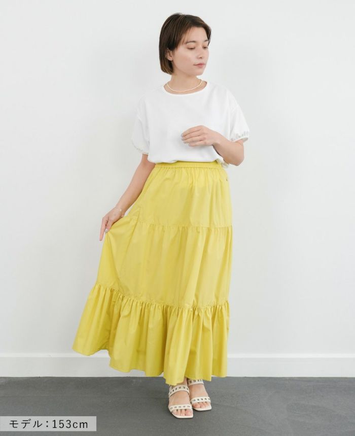 パフスリーブプルオーバーホワイトの着用画像