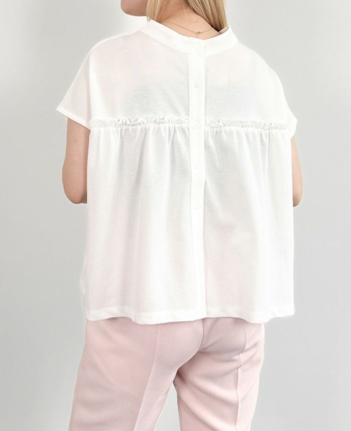 切り替えカノコブラウスホワイトの着用画像