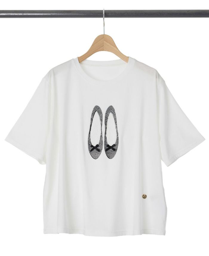 バレエシューズモチーフTシャツホワイトの詳細画像