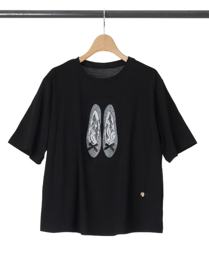 バレエシューズモチーフTシャツブラックの詳細画像