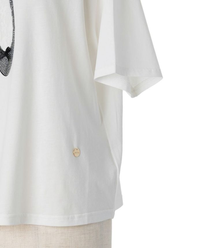 バレエシューズモチーフTシャツホワイトの袖部分詳細画像
