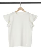 袖フリルニットホワイトの詳細画像