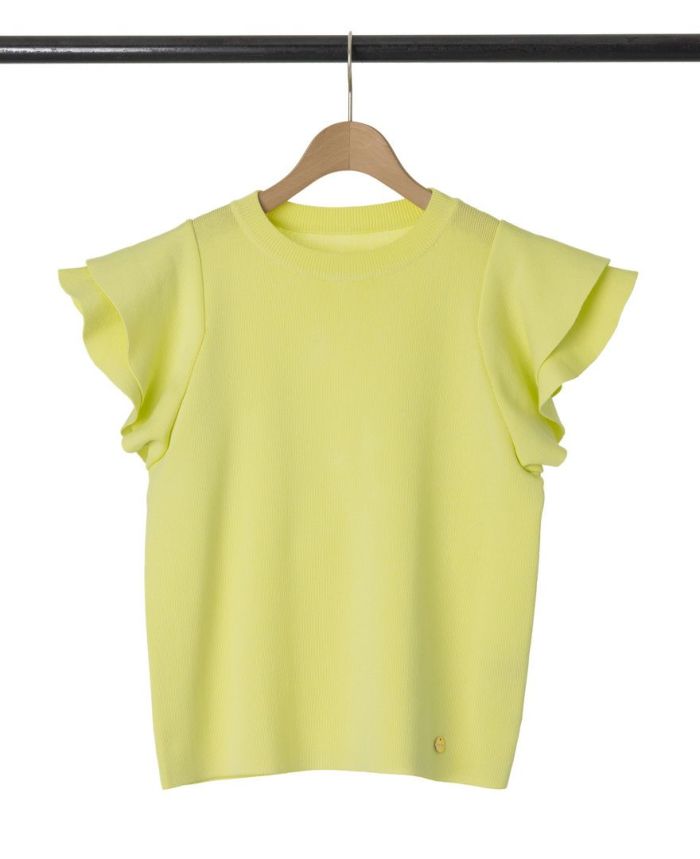 袖フリルニットイエローの詳細画像