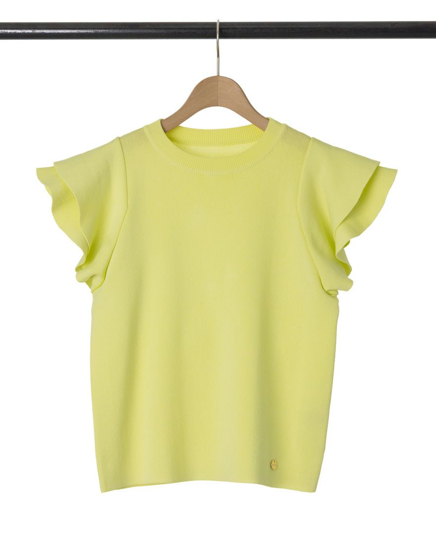 袖フリルニットイエローの詳細画像