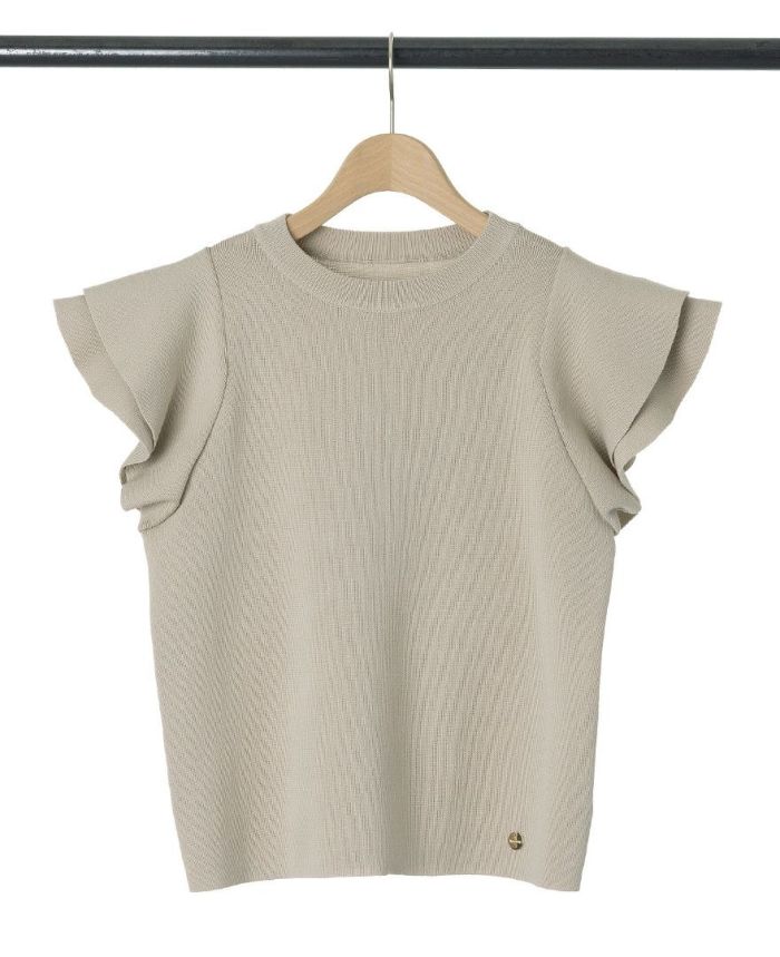 袖フリルニットベージュの詳細画像