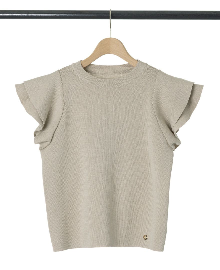 袖フリルニットベージュの詳細画像