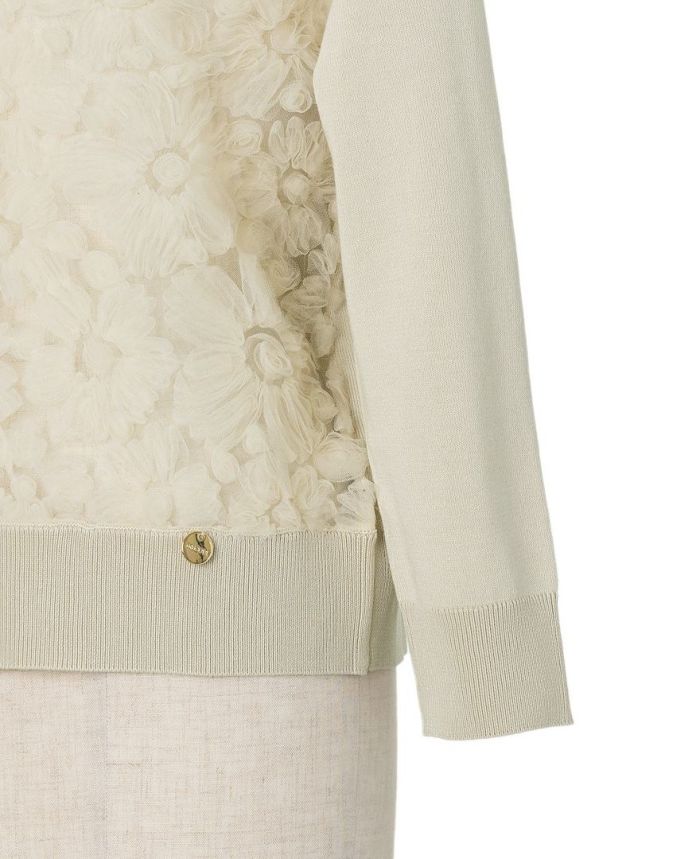 花チュールカーディガンベージュの袖部分詳細画像