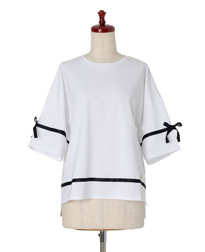 サイドリボンTシャツの前身頃詳細画像