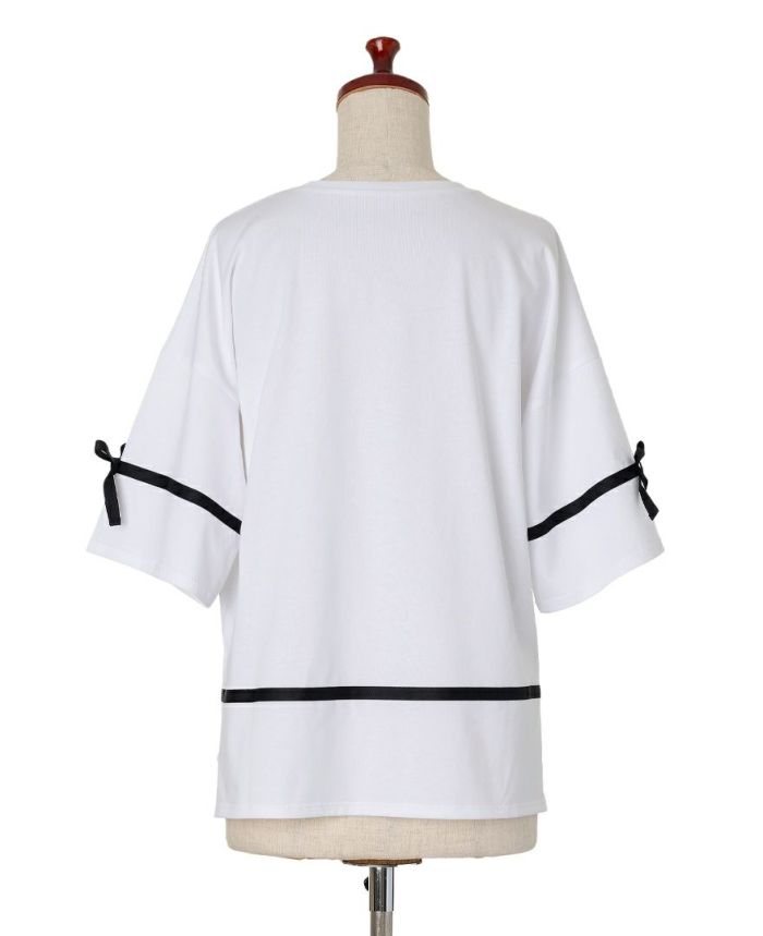 サイドリボンTシャツ後ろ見頃詳細画像