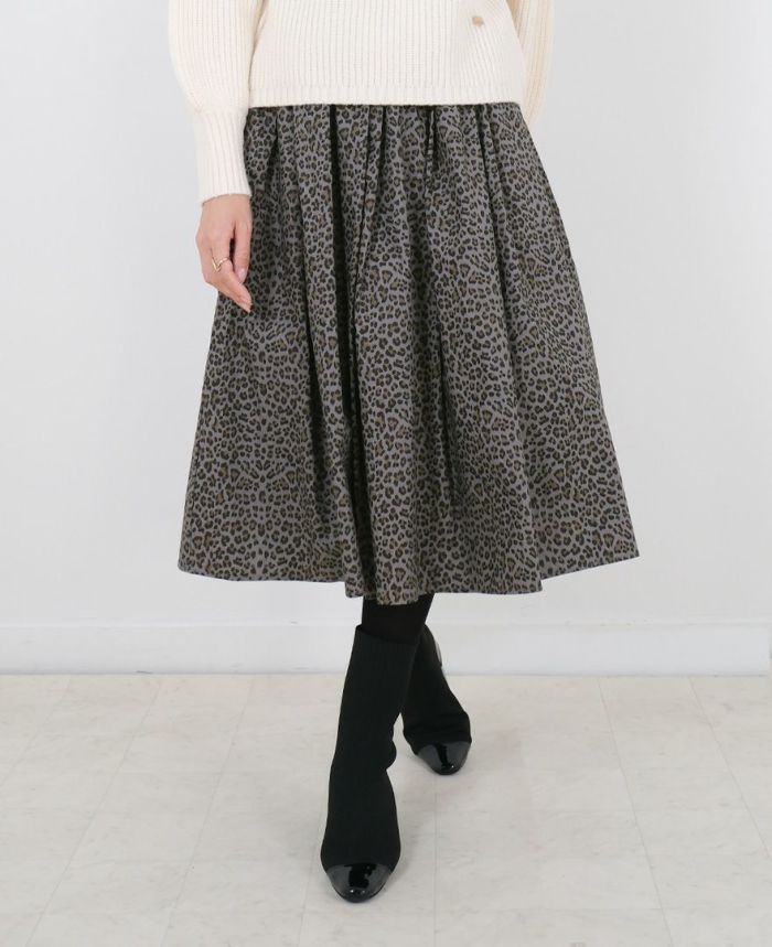 TRECODE（トレコード）の神戸・山の手レオパードスカート　グレーの詳細