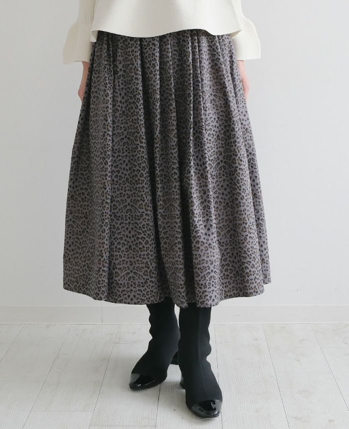 TRECODE（トレコード）の神戸・山の手レオパードスカート　グレーの詳細