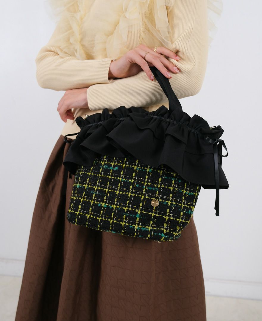 TRECODE（トレコード）のTRECODE マイフリルバッグ BLACK×GREENの詳細